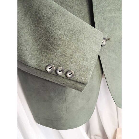 Green Suede Mens Vintage Stuart Reed Sakowitz Sports Coat Size 40 Medium - Picture 6 of 9